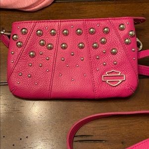Pink leather Harley Davidson cross body purse New